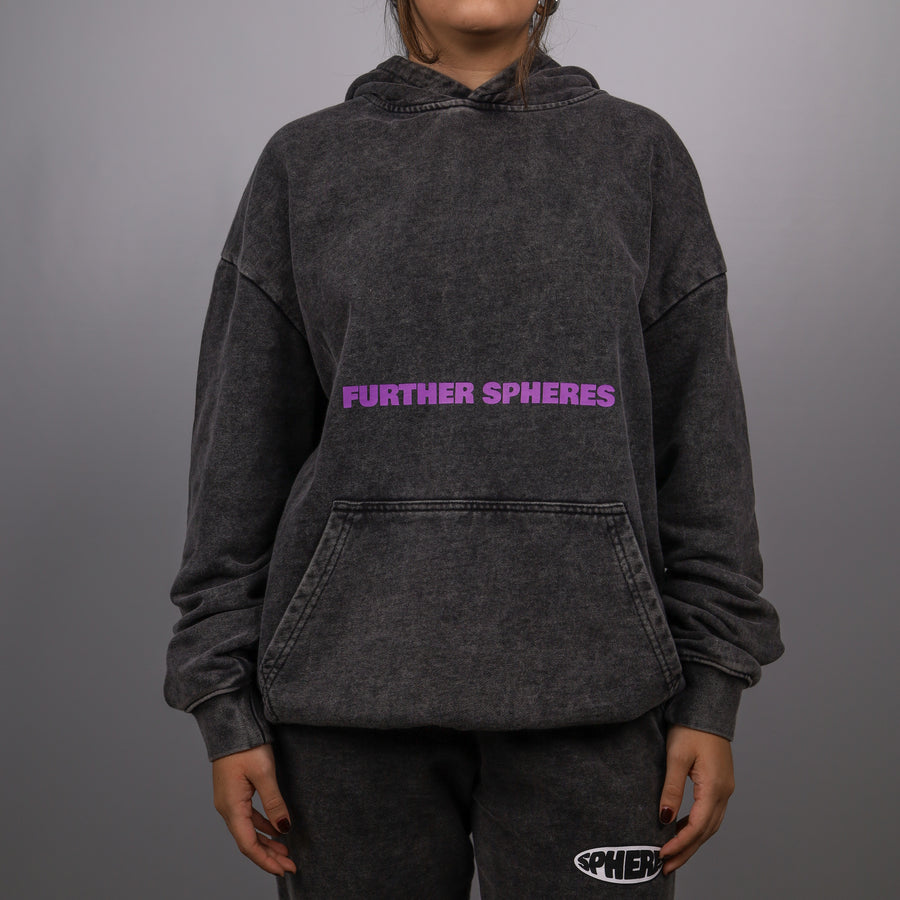 FURTHER SPHERES BLACK WASHED HOODIE- SPHERES